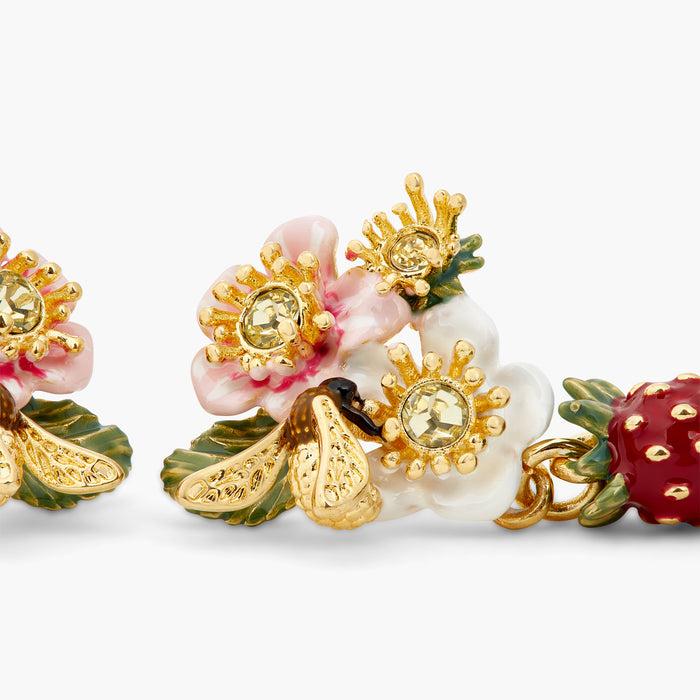 Les Néréides Wild Strawberry And Strawberry Flower Clip-On Earrings - Multicolor