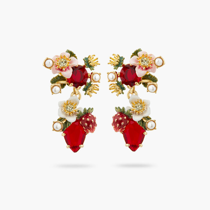 les néréides Wild Strawberry and Strawberry Flower Post Earrings - Multicolor