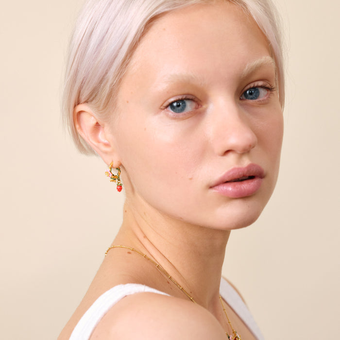 Les Néréides Wild Strawberry Post Hoop Earrings - Multicolor