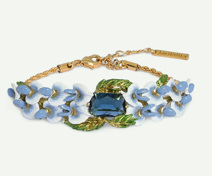 Les Néréides Wisteria And Blue Square Facet Stone Cuff Bracelet - S / Blue