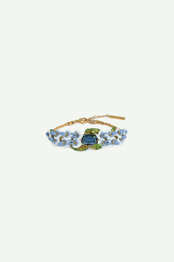 les néréides Wisteria and Blue Square Facet Stone Cuff Bracelet - S / Blue