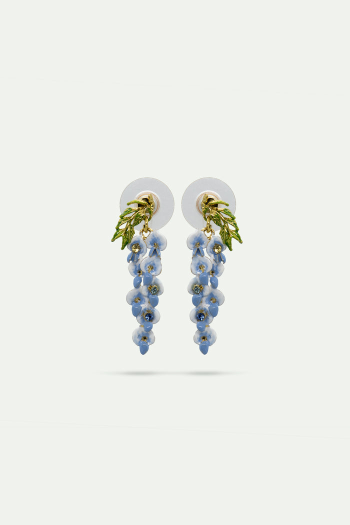 les néréides Wisteria and Crystal Post Earrings - Blue