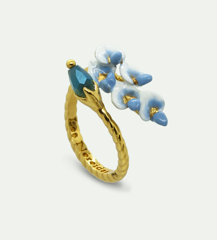 Les Néréides Wisteria And Glass Bead Adjustable You And Me Ring - Blue