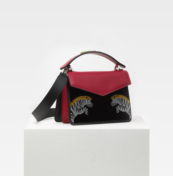 Les Petits Joueurs Black And Red Mini Pixie Zebra Bag