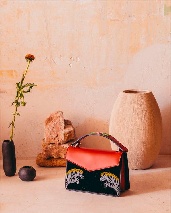 Les Petits Joueurs Black And Red Mini Pixie Zebra Bag