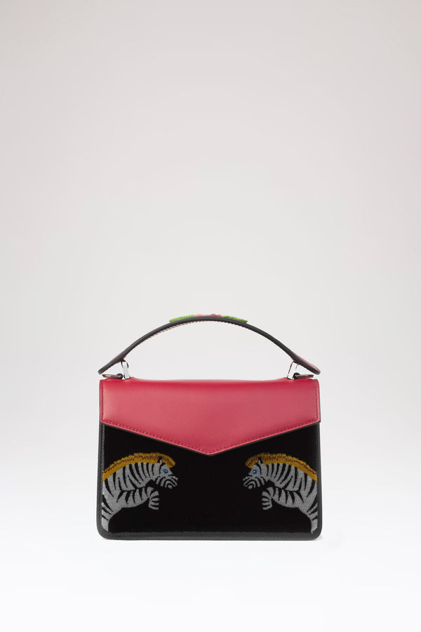 les petits joueurs Black and Red Mini Pixie Zebra Bag