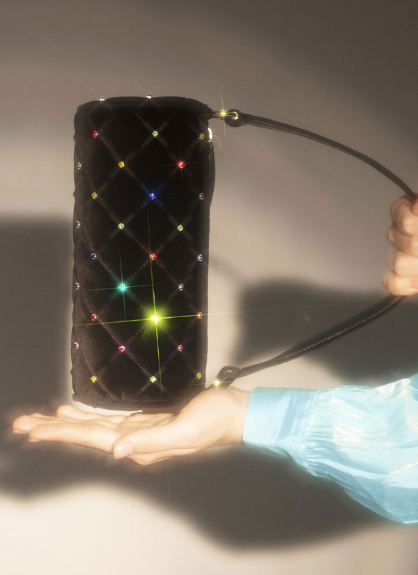 Les Petits Joueurs Black Emma Evening Quilted Crystals