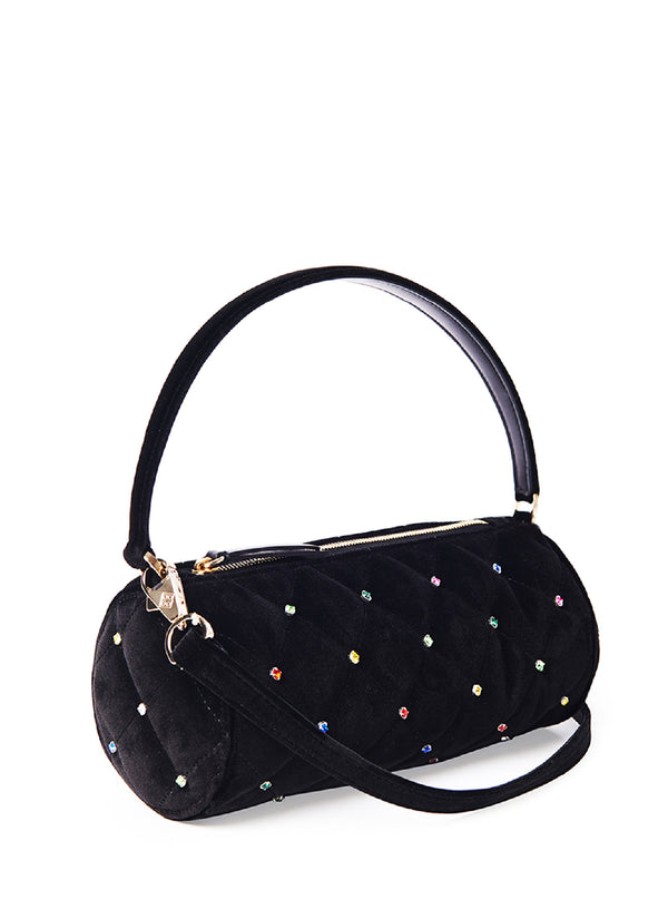 Les Petits Joueurs Black Emma Evening Quilted Crystals