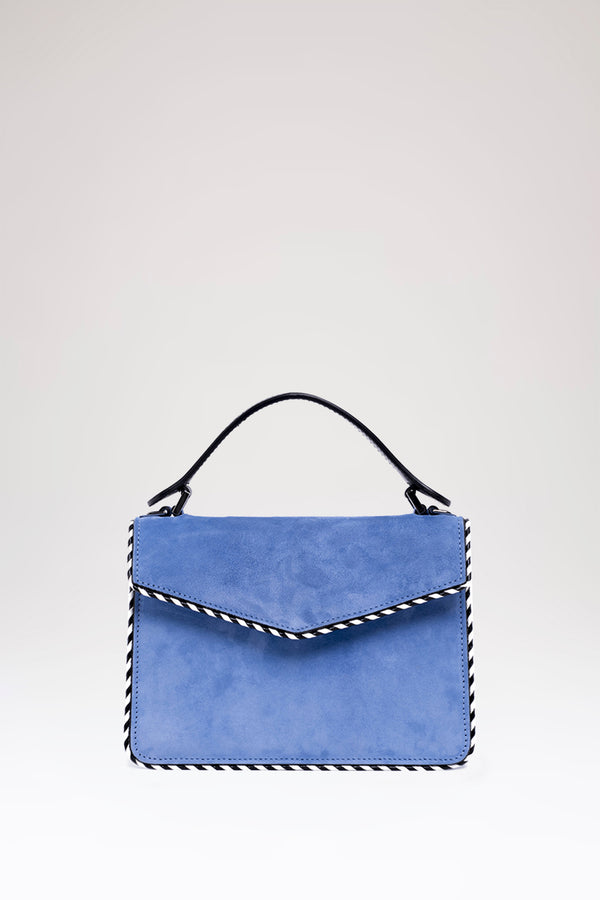 les petits joueurs Blue Mini Pixie Twisted Piping Suede Bag