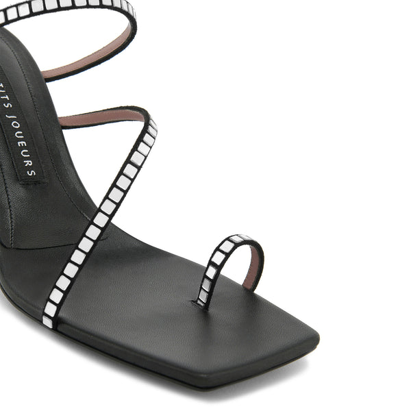 Les Petits Joueurs Black Amanda Mirror Sandal