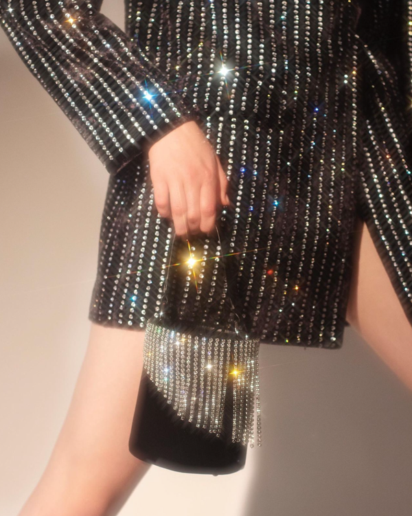 Les Petits Joueurs Black Baby Olivia Crystals Bag