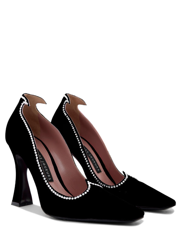 Les Petits Joueurs Black Crystal Taya Pump