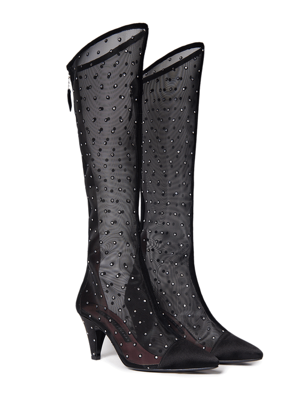 Les Petits Joueurs Black Mesh Flor Boots