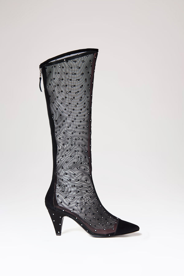 les petits joueurs Black Mesh Flor Boots