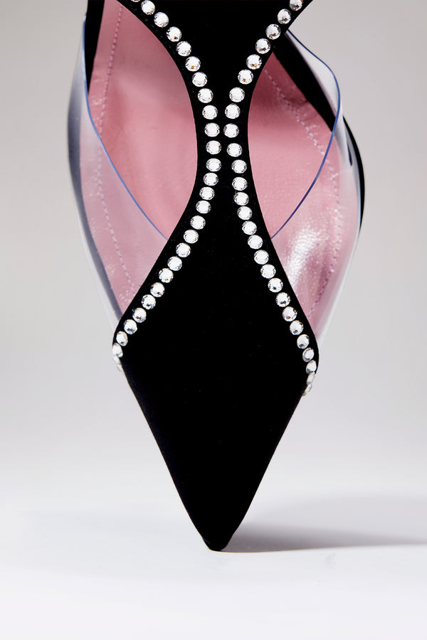 les Petits Joueurs Black Virgo Crystal Pumps