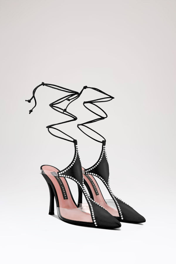 les petits joueurs Black Virgo Crystal Pumps