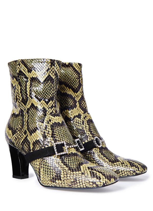 Les Petits Joueurs Green Snake Mauve Patent Boot
