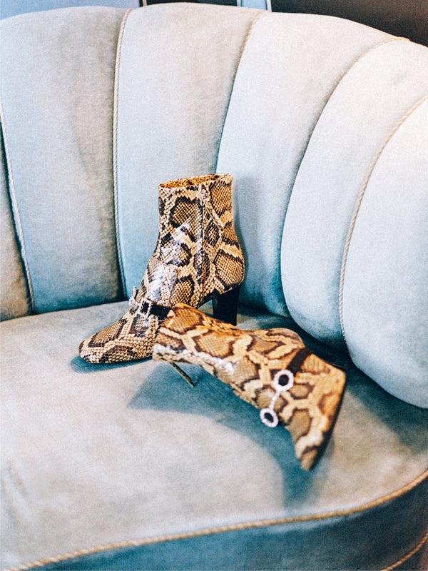 Les Petits Joueurs Green Snake Mauve Patent Boot