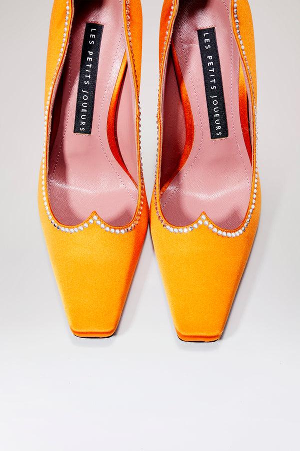 Les Petits Joueurs Orange Crystal Taya Pump