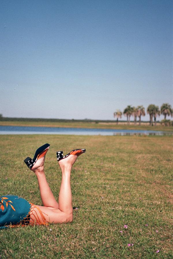 Les Petits Joueurs Orange Fanny Mule