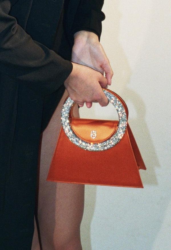 Les Petits Joueurs Orange Satin Trapezio Bag