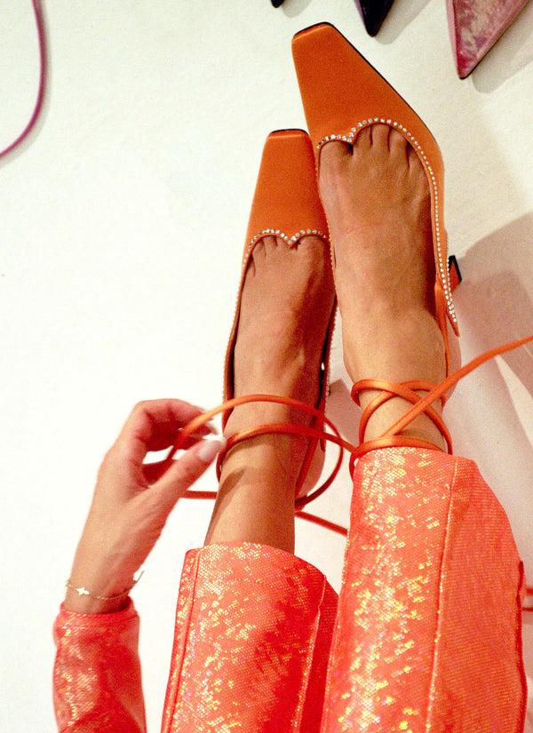 Les Petits Joueurs Orange Taya Slingback Pump