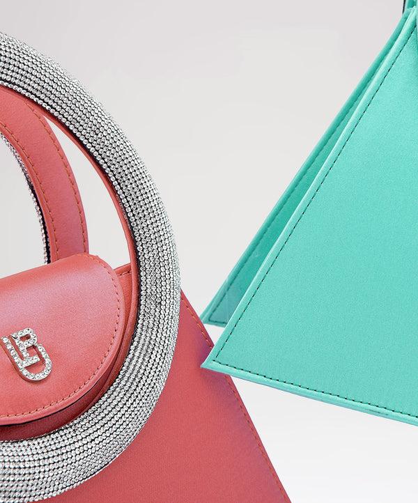 Les Petits Joueurs Peach Satin Trapezio Bag