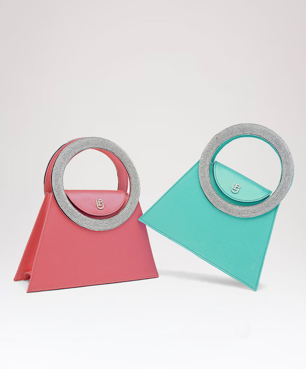 Les Petits Joueurs Peach Satin Trapezio Bag