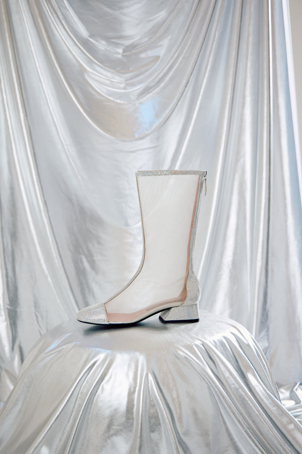 Les Petits Joueurs Silver Mesh Petit Narciso Boots