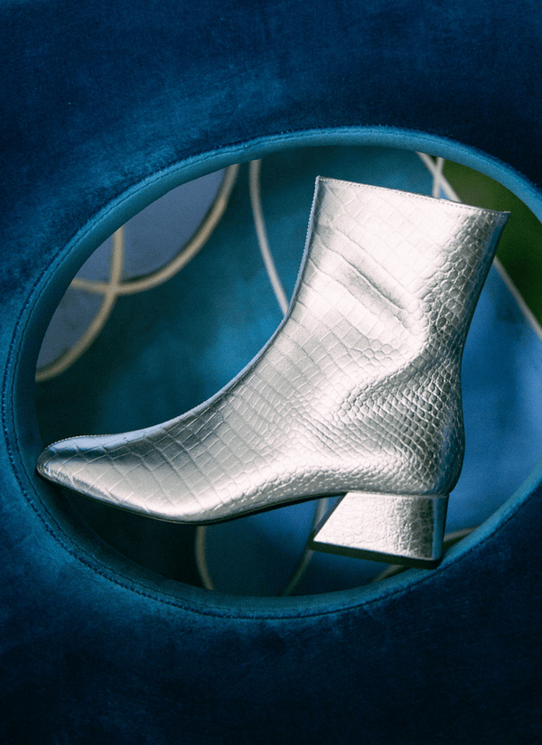 Les Petits Joueurs Silver Mini Farley Ankle Boots