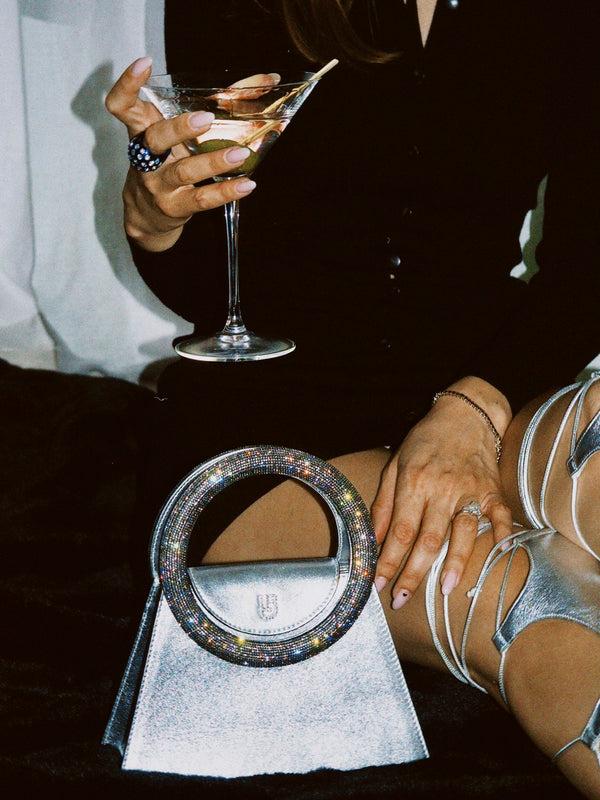 Les Petits Joueurs Silver Trapezio Crystal Bag