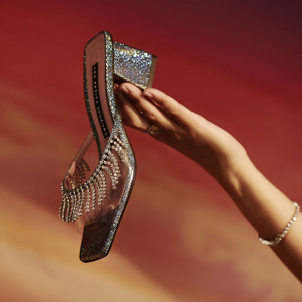 Les Petits Joueurs Silver Zahir Crystal Mule