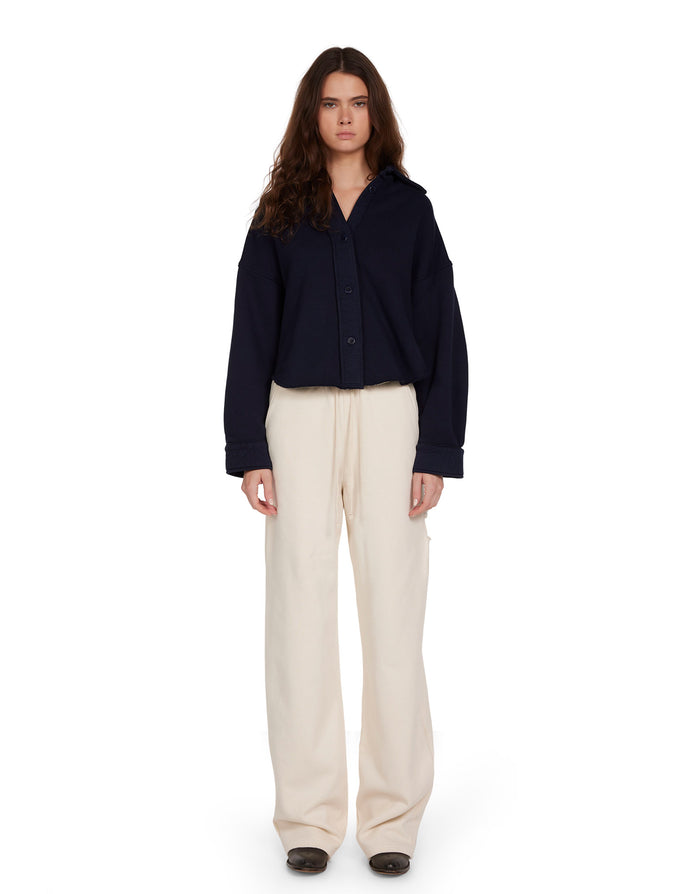 les tien Alison Oversized Crop Button Up