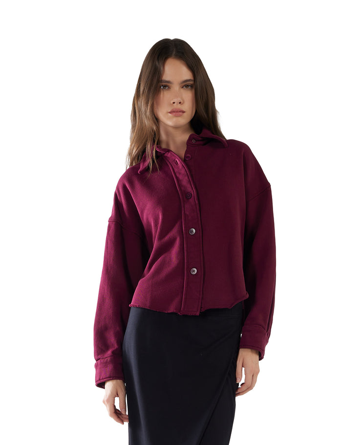 les tien Alison Oversized Crop Button Up