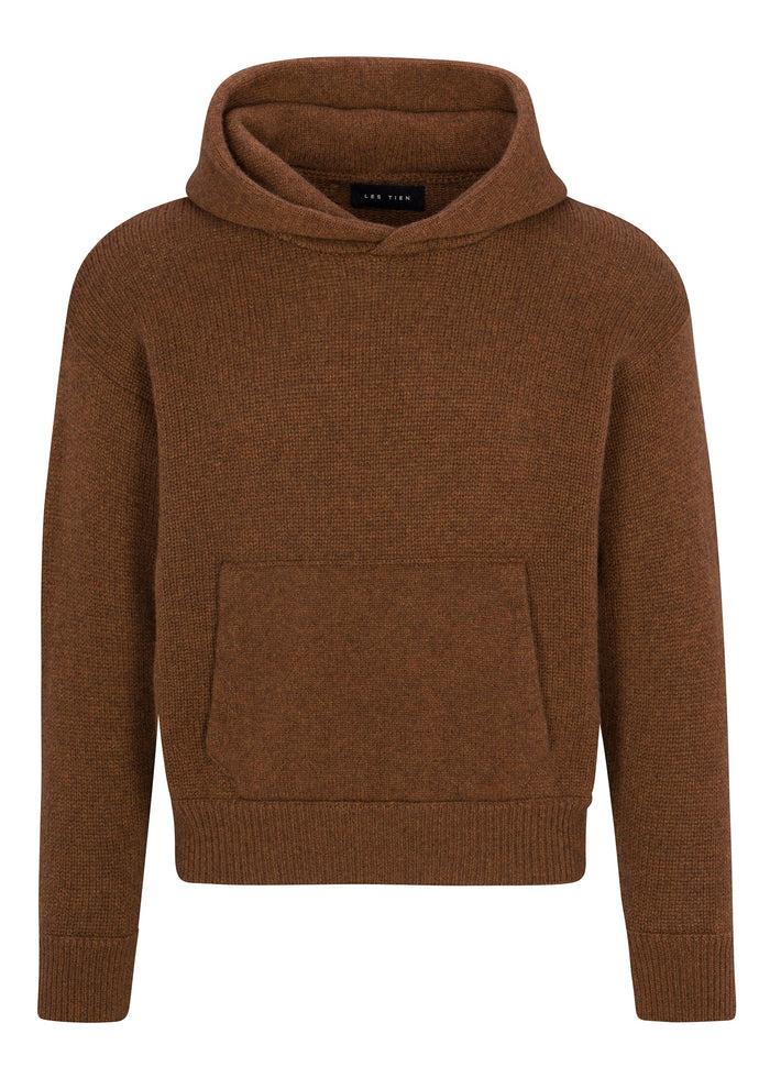 les tien Cable Knit Cashmere Crop Hoodie