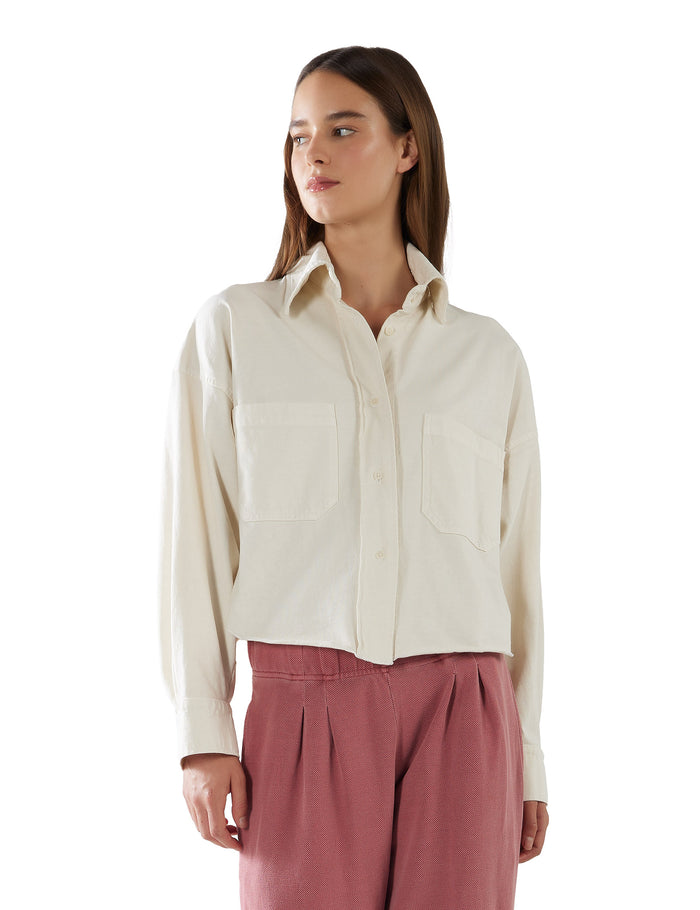 les tien Coopa Oversized Crop Button Up