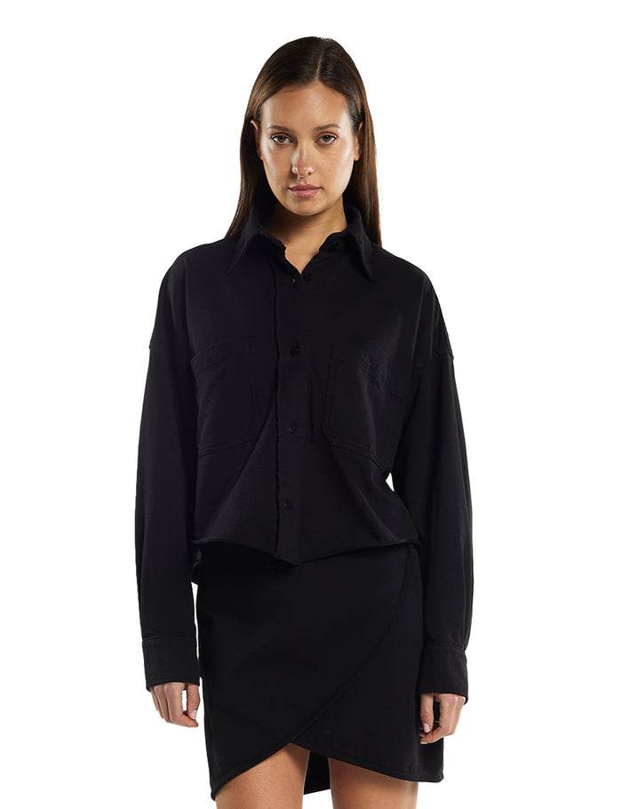 les tien Coopa Oversized Crop Button Up