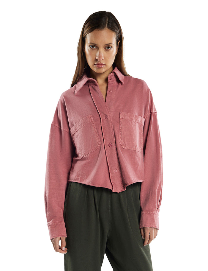 les tien Coopa Oversized Crop Button Up