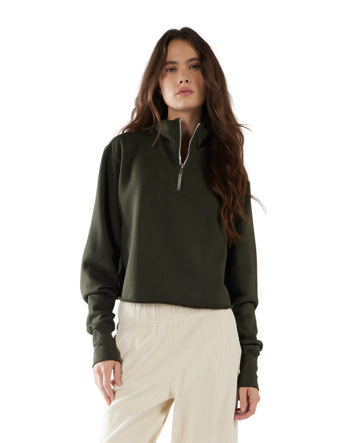 les tien Haley Crop Half Zip Pullover