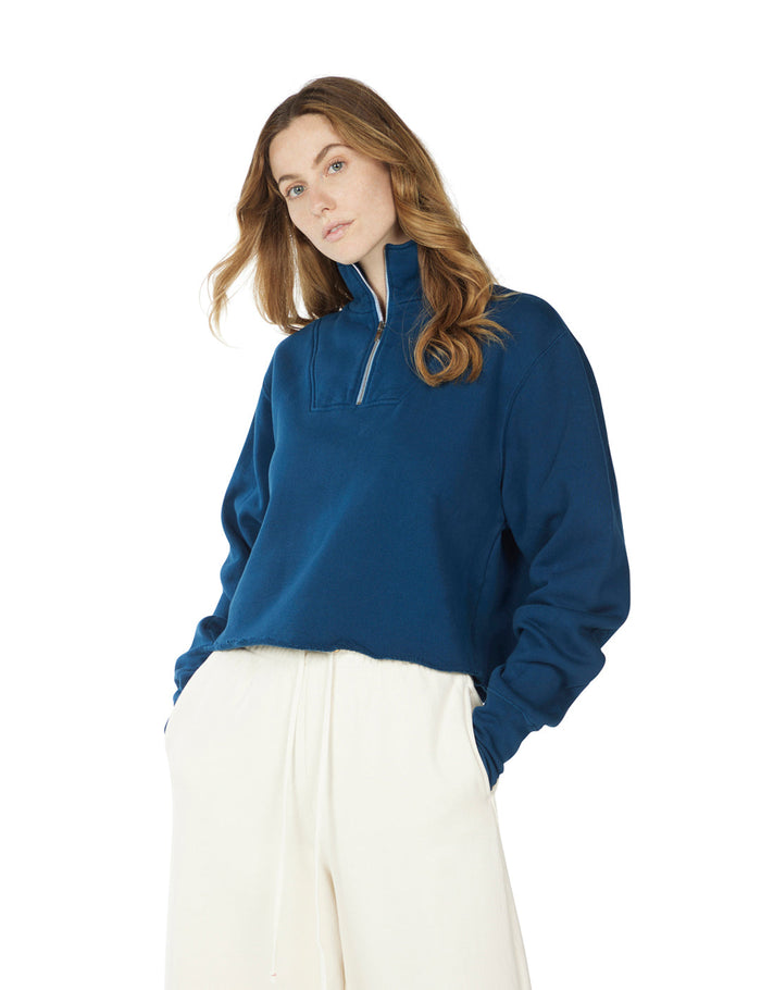 les tien Heavyweight Crop Half Zip Pullover