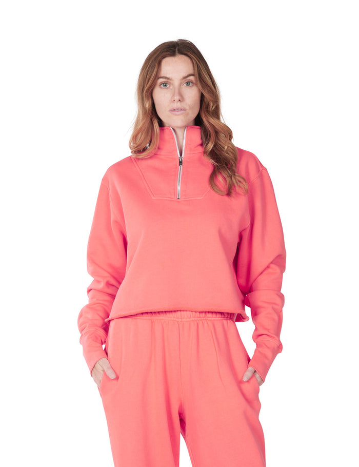 les tien Heavyweight Crop Half Zip Pullover