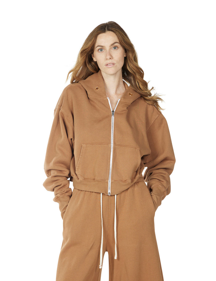 les tien Heavyweight Crop Zip Hoodie