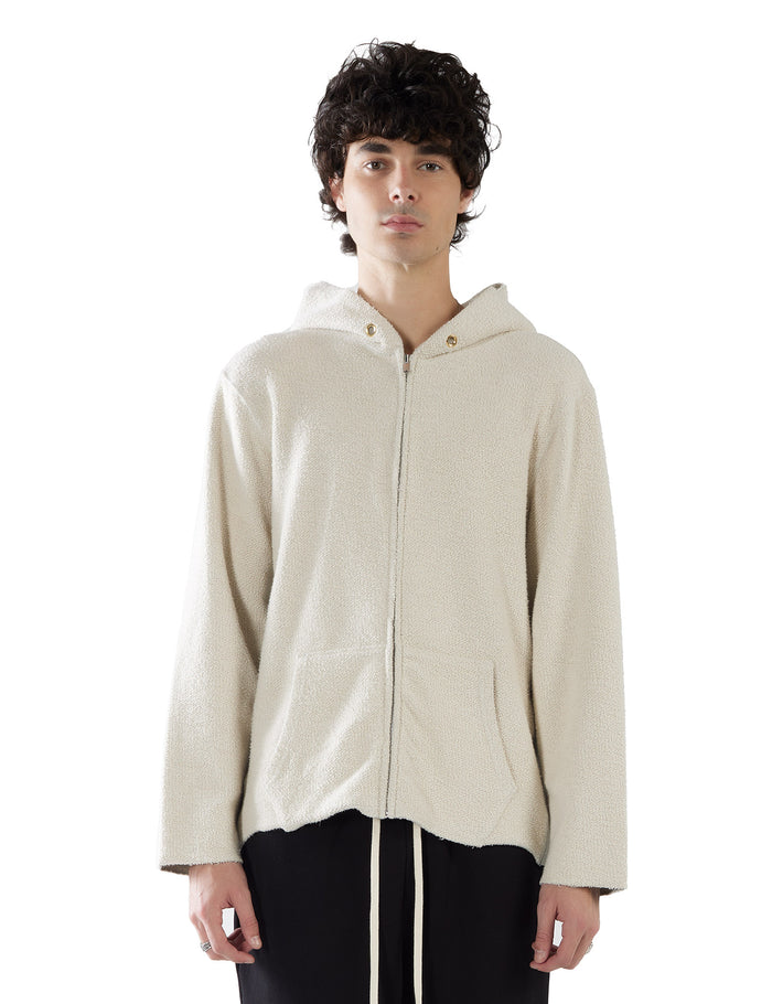 les tien Heavyweight Inside Out Raw Zip Hoodie