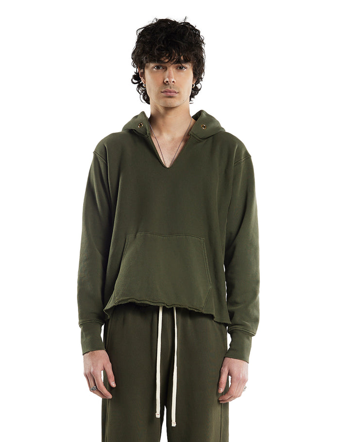 les tien Heavyweight Raw Cropped Hoodie