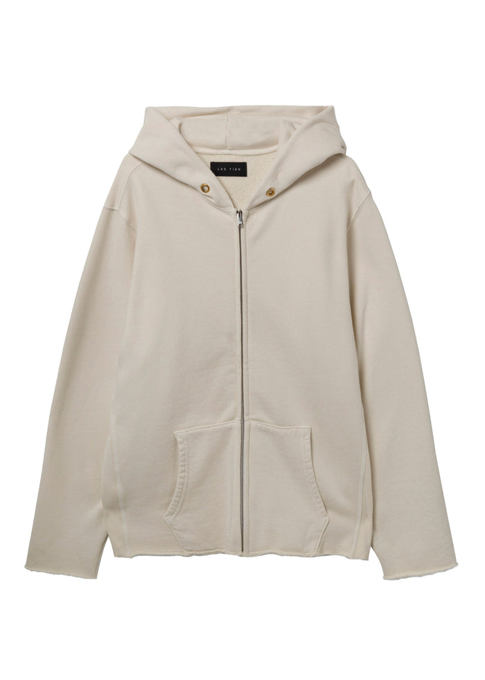 Les Tien Heavyweight Raw Zip Hoodie