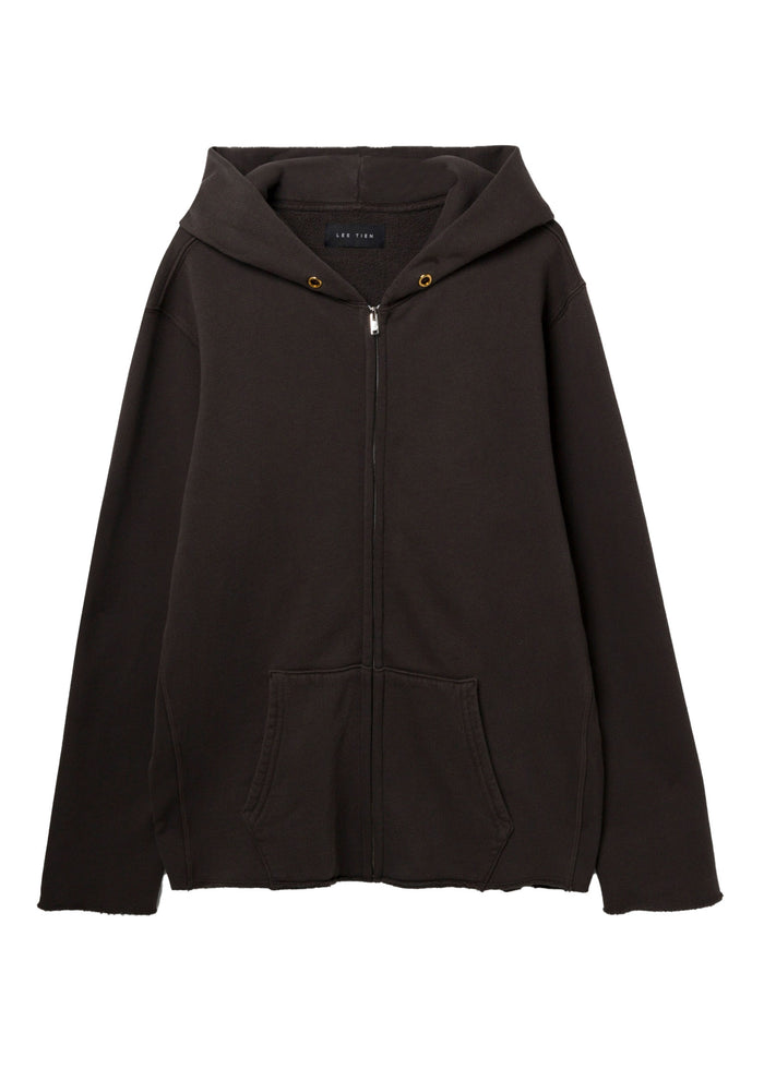 Les Tien Heavyweight Raw Zip Hoodie