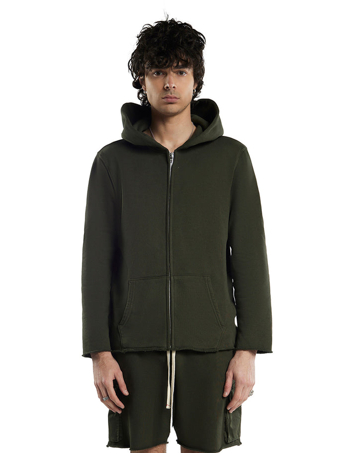 les tien Heavyweight Raw Zip Hoodie