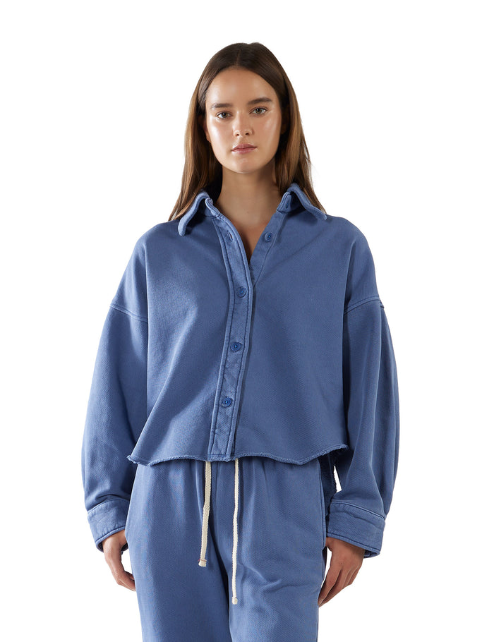 les tien Phoebe Oversized Crop Button Up