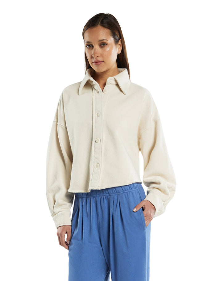 les tien Phoebe Oversized Crop Button Up