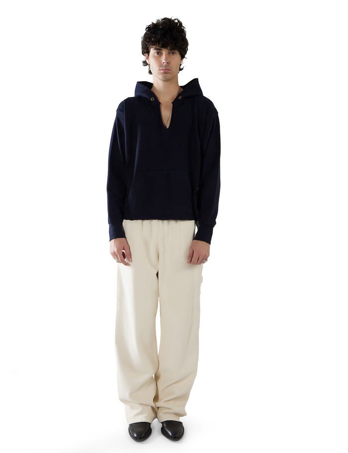 Les Tien Piqué Raw Cropped Hoodie